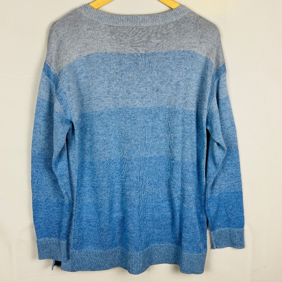 T by Talbots Women Cotton Crewneck Pullover Sweater Sz L Blue Coastal Cozy Comfy - Picture 3 of 10